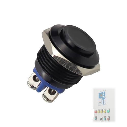 AzureRay 16mm Drucktaster 12V IP67 - Wasserdichter Momentary-Schalter aus Metall | Startknopf für KFZ & Industrie​​