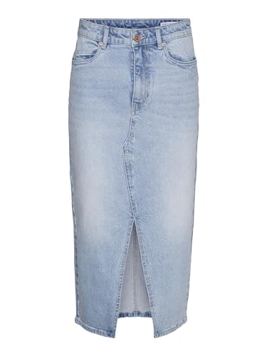 VERO MODA Damen Midi Jeans Rock VMVeri Damenrock mit Schlitz 10295731 Light Blue Denim XL