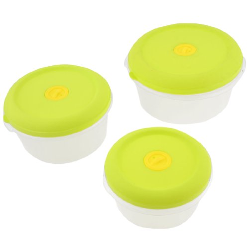 Ruilogod Plastic Food Organizer Microwave Crisper 3 PCs YellowGreen Klar