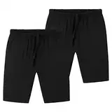 CityComfort Jersey Shorts für Jungen, Kurze Pyjama Hose Sport Shorts mit Seitentaschen und elastischem Bund, 2er-Pack (11/12 Jahre, Schwarz/Schwarz)