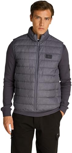 Calvin Klein Herren Weste Down Vest Steppweste, Grau (Ebony), XL