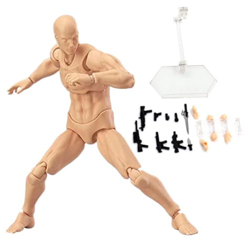 Actionfigur Gesten posiable Figur Leichtes Zeichnen Schaufensterpuppen mit Standunterstützung & Zubehör Zeichnungsmodell für Künstler skizzieren, männlich malen, Action
