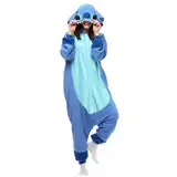 LABULA Onesie tierkostüme Damen Herren Pyjama Animal Halloween Schlafanzug Cosplay Jumpsuit Karneval Einteiler,Stitch-Blue,XL