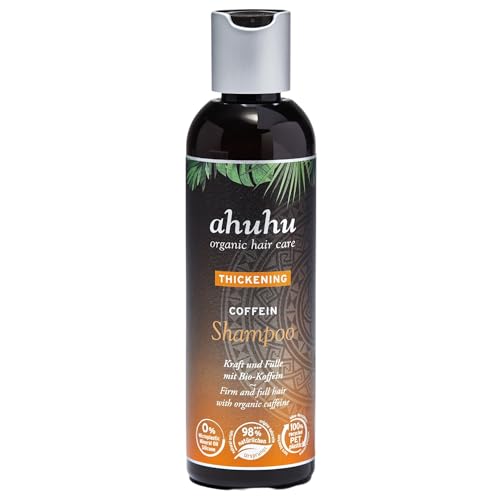 ahuhu THICKENING Coffein Shampoo (200ml) - Bio-Koffein für dickeres & kräftiges Haar, belebt die Kopfhaut & aktiviert die Haarwurzeln, Flasche aus 100% recyceltem Plastik, vegan