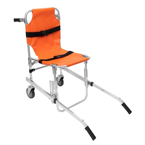 Treppenstuhl Treppenlift Faltbar Treppensteiger Rollstuhl 159kg Tragfähigkeit Transportrollstuhl Tragbarer Treppenlift, Für Krankenhäuser, Notfallzentren Und Haushalte(Orange)