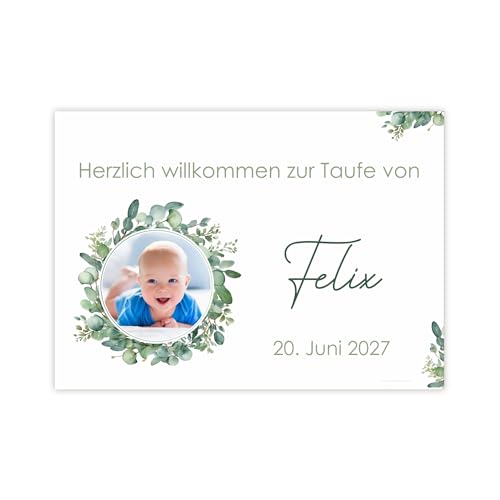 Herz & Heim® Personalisierbares Foto-Banner für kichliche Feste – Kunststoffbanner oder Posterpapier – Motiv zur Taufe, Kommunion, Firmung oder Konfirmation (Posterpapier (70 cm x 50 cm))
