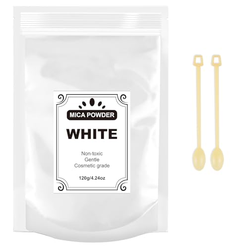 Epoxidharz Farbe Mica Pulve, 120g Epoxidharz pigmentpulver Geeignet Für Für Seifenfarbe,Kosmetik, Lipgloss, Lidschatten,Badebombe, Kerze, Resin Pulverfarbe(Weiß)