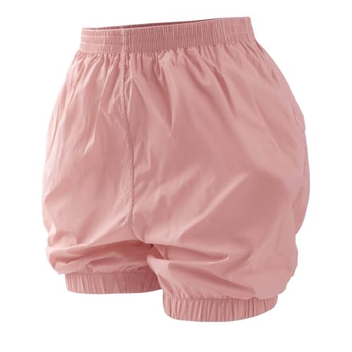 Shorts Herren Leinen Damen für Yoga, Laufen Training. Bequeme sportliche Trainingshosen Frühling Sommer 2 in 1(Rosa,S)