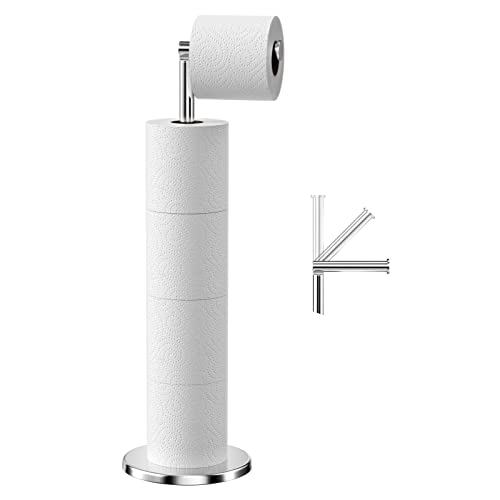 Newpop Toilettenpapierhalter Stehend, Edelstahl Klopapierhalter Stehend, Klorollenhalter Ohne Bohren, Freistehender WC Rollenhalter, Toilettenrollenhalter, Toilettenpapier Aufbewahrung (Silber)