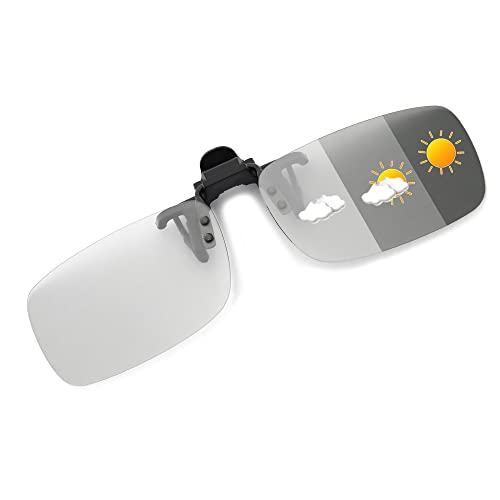 JM Polarisierter Clip auf photochrome Sonnenbrille Rahmenlose Flip Up Linse für verschreibungspflichtige Gläser Grau 57 * 36