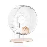 Bucatstate Hamsterrad, 26cm Laufrad Hamster Leise Hamster Spielzeug Transparent, rutschfeste Laufscheibe für Totoro Mouse Eichhörnchen Chinchillas Kleintier Haustier（Transparent）