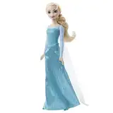 Mattel Disney Die Eiskönigin Elsa Puppe, Die Eiskönigin Puppe, kämmbare blonde Haare, beweglich, ausziehbare Schuhe, Disney Geschenke, Spielzeug ab 3 Jahre, HLW47