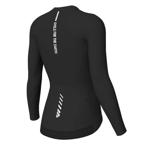 Lo.gas Radtrikot Damen Langarm,Fahrradtrikot Rennrad Trikot Atmungsaktiv Frauen Fahrrad Shirt Sommer Fahrradjacke Radfahren Top Mit 3 Taschen M Schwarz