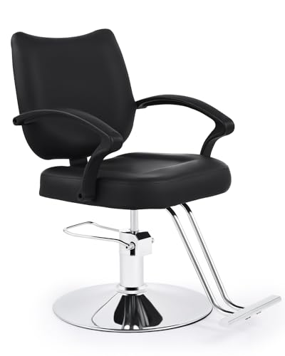 CO-Z Friseurstuhl Schwarz 360°-Drehung Friseursessel 15cm Höhenverstellbar Frisörstuhl Barberstuhl Barbersessel Hydraulischer Frisörstuhl Barberstuhl Salonstuhl für Friseure 250kg für Friseursalon