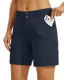 WILLIT Damen Golf Wanderhose Kurz Cargo Shorts Schnelltrockner Sportliche Stretch Shorts Lässige Sommer Shorts Trekkinghose Outdoor leichte mit Taschen 7" Navy 40/ US8