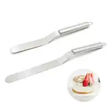 Winkelpalette Edelstahl Set, 2 Stück Tortenmesser, ein 6-Zoll- und ein 8-Zoll-Messer, Tortenpalette, Tortenspachtel, Zum Kuchen Backen, Torten Dekorieren (Silber)