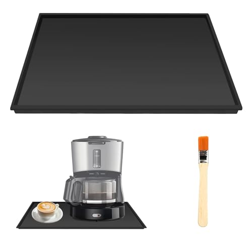 HOMURY Kaffeevollautomat Silikon Unterlage Auslaufsichere Matte 48x30cm Silikon Matte Unter Kaffeemaschine Matte für Kaffeemaschine Anti-rutsch Unterlage Kaffeevollautomat Barista Zubehör