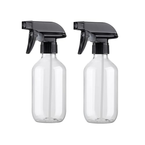 KREMORV Kunststoff Sprühflaschen 300ml Leere nachfüllbare Transparent und Braun Sprühflasche Verstellbarem Sprühkopf für Pflanzen, Haarpflege, Autoglasreinigung