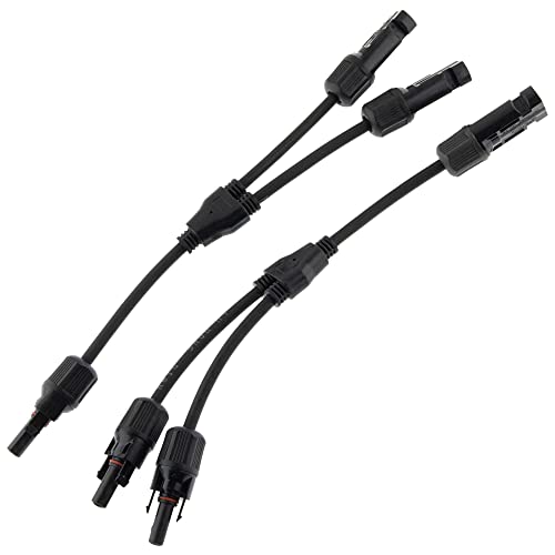 SeKi Y-Stecker 2-fach Y Verbinder/Verteiler/Abzweigbuchsen mit Kabel zur Parallelschaltung von Solarmodulen; SET bestehend aus MMF + FFM; Parallel-Adapter; PV Stecker geeignet für Inselanlagen