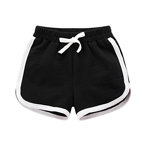 iOoppek Kinder Kurze Hose 146 Baumwolle Aktiv Athletisch Laufen Schlafen Für Kleinkinder Kinder Große Mädchen Jungen Sommer Strandsport Festliche Kleidung Baby Junge (Black, 4-5 Years)