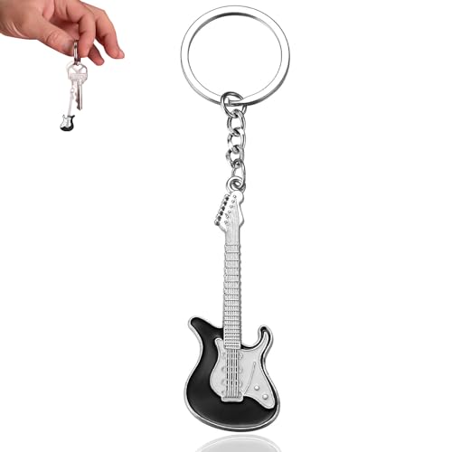 Norhogo Gitarre Rock E-Gitarre Musik Bass Schlüsselanhänger, Musikinstrument Schlüsselanhänger, Schlüssel-Anhänger E-Gitarre Musik Anhänger für Geschenkdekoration - Schwarz