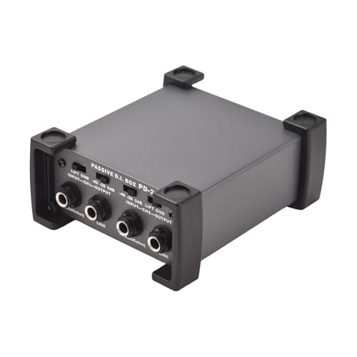Btuty 2 Kanäle passive DI-Box Einheit Brummen Eliminator 1/4 Zoll Instrument Direct Box zu XLR Professional Impedance Transform Audio Isolator DI Direct Box