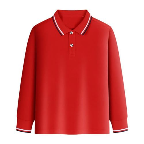 Langarm-Poloshirt für Jungen und Mädchen Kinder Basic Polo Shirt mit Knopfleiste&Reverskragen Casual Tops Fashion Polohemd Klassisch Oberteile Schuluniform Langarmshirt Golf Polo Pullover Shirts