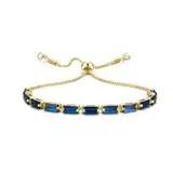 CASSIECA Gold Schmuck Damen Blau Zirkonia Kristall Tennis Armband für Frauen Geburtstags Muttertag Weihnachten Geschenk für Mama Freund Tochter Gold Schmuck Damen mit Box