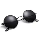 Pro Acme Retro Kleine Runde Polarisierte Sonnenbrille für Männer Frauen (Silber Rahmen | Grau Linse)