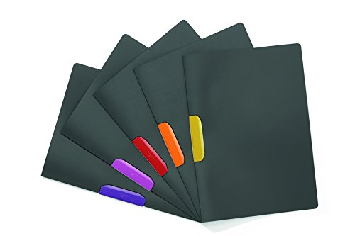 Durable Klemmmappe A4 Duraswing Color für 30 Blatt, Beutel 5 Stück, anthrazit mit farbiger Klemme, 230400