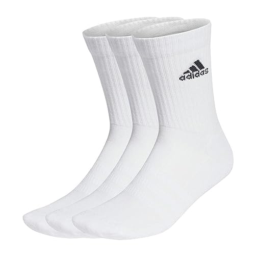 adidas Unisex Cushioned Crew Socken, 3 Paar White/Black 46-48