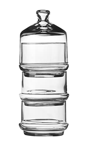 kleine Bonboniere 3-stöckig, Glück im Glas, Bonbondose durchsichtig, Bonbonglas mit Glas Deckel, Vorratsglas für Süssigkeiten für Kiosk, Süsswarenläden oder zum Präsentieren (Glas_mit_3_Etage_(710ml))