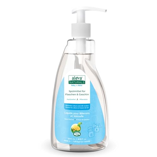 Aleva Naturals Duftfreies Spülmittel – 100% natürliche Reinigung für Babyflaschen & Zubehör, ohne Duftstoffe, SLS/SLES-frei, pflanzliche Inhaltsstoffe, entfernt Gerüche & Rückstände, hypoallergen