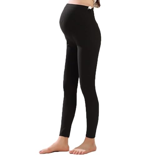 Weardear Damen Umstandsleggings Thermo Schwangerschaftsleggings High Waist Umstandshose für Schwangere Lang Schwarz M