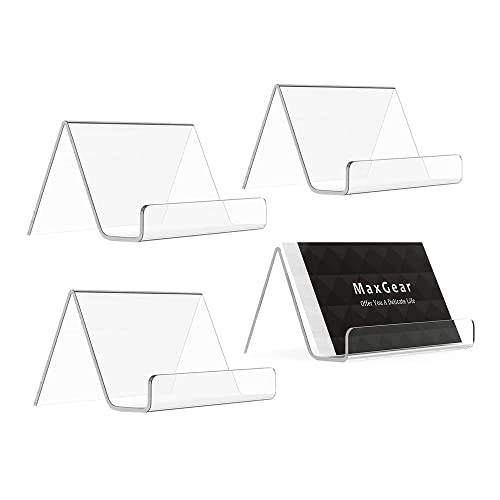 4 Stück Visitenkartenhalter Acryl - Transparenter Visitenkarte Display Organizer, Visitenkartenständer für Die Präsentation von Visitenkarten, Unternehmenskarten, kleinen Karten, Visitenkarten usw