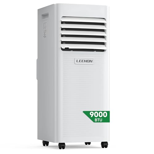 LEENON Klimaanlage Mobil Klimagerät 9000 BTU,4 in 1 Kühlen Entfeuchten Ventilato, 2.6KW Mobile Klimagerät mit Abluftschlauch, Fernbedienung/ 24h-Time, Schlafmodus, für Zuhause Bür bis zu 35 m²