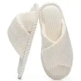 GOEWY Damen Hausschuhe mit Memory Foam Kordstoff-Wohnschuhe fürs Schlafzimmer, offener Zehen, Querriemen-Schleife, rutschfeste Sohle. Bequeme Trend-Slide als stylisches Geschenk.
