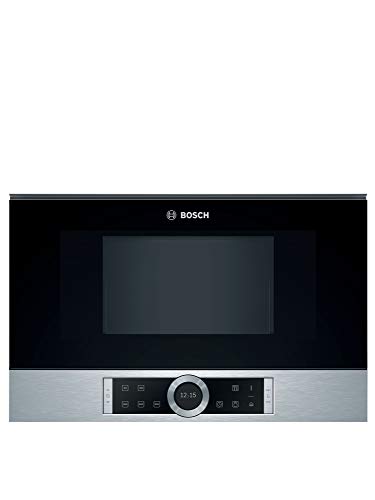 Bosch BFR634GS1 Serie 8 Einbau-Mikrowelle, 38 x 60 cm, 900 W, Türanschlag Rechts, AutoPilot 7 7 Automatikprogramme, Reinigungsunterstützung, TFT-Touchdisplay, LED-Beleuchtung gleichmäßige Ausleuchtung