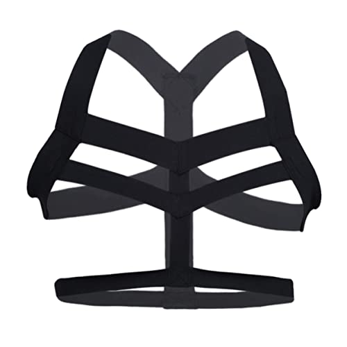 iEFiEL Männer Body Stretch Harness Brust Harness Nylon Geschirr Herren erotik Unterwäsche Dessous Clubwear Schwarz Einheitsgröße