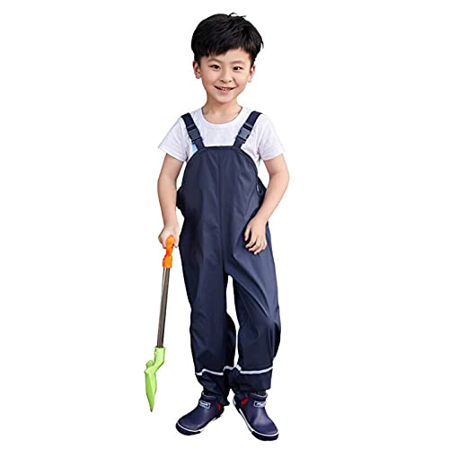 Gaga city Regenhose Kinder Regenlatzhose Regenoverall Buddelhose Jungen Outdoor Sport Hose wasserdichte Atmungsaktiv Matschhose Mädchen Dunkelblau/122/128