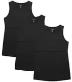 Sosolism 3er-Pack Still-Tanktops Ärmellos Workout Abpumpen Shirts Rundhalsausschnitt Doppellagige Sommer Still Top Damen Schwarz, Schwarz, Schwarz, Klein