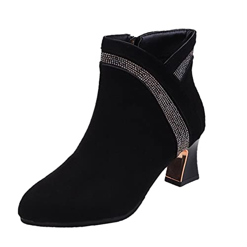 Damen Schuhe Stiefeletten Damen Stiefeletten Warm Gefüttert Plateau Boots Mit Der Profilsohle Chelsea Boots Damen Breite Füße Gummistiefel Glitzer Boots Damen Winter Absatz