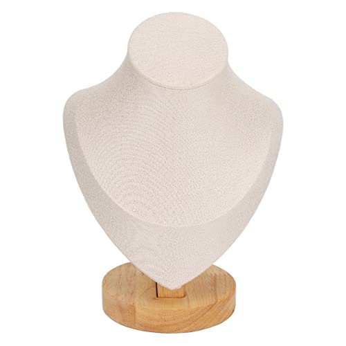 6,9-Zoll-Halsketten-Ausstellungsständer, Flanell-Schmuckstaffelei, Halsketten-Ketten-Ausstellungs-Büste-Ständer Turm-Rack Mannequin-Schmuck-Büste-Ausstellungshalter für Shop-Event-Show(Beige)