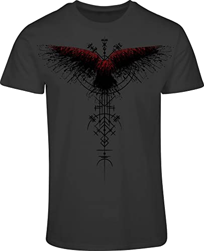 Wikinger Shirt Herren : Blutrabe - Rabe T-Shirt Wikinger Geschenke für Männer - Wikinger Kleidung (XXL) Dark Grey