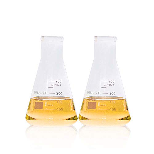 ULAB Scientific Erlenmeyer-Fläschchen, 250 ml, Borosilikat mit aufgedruckter Graduierung, 2 Stück, UEF1023