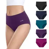 anqier Unterhosen Damen, 5er Pack Stretch Baumwolle Hohe Taille Slips Damen Atmungsaktiv Panties Weich Frauen Unterwäsche