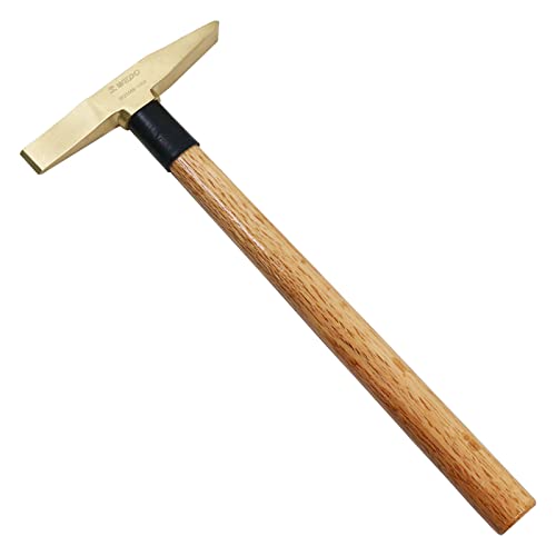 WEDO Schweißhammer mit Holzstiel, Messing,150g Schlackenhammer, Schweißerpickhammer Länge 330mm