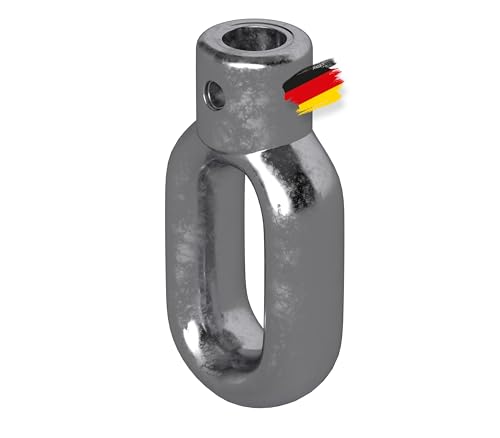 BAUHELD® Markisenöse Metall [Made in Germany] - Halterung für Markisen-Kurbel mit Fleischer-Haken [Oval] - Kurbel-Öse aus hochwertigem Zinkdruckguss - Bohrung 15mm - Querbohrung 4mm - Höhe 80mm