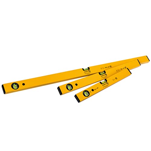 STABILA CLASSIC SET 70, 3-teiliges Wasserwaagen-Set: 100 cm, 60 cm, 40 cm, leichtes Alu-Profil, Made in Germany, Gelb