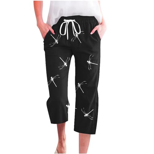 Sommerhose für Damen, trendiges Motorrad, leicht, locker, Jogger, Interview, Reisen, schmale Passform, Körperklasse, hohe Taille, Fahrradfahren, Bauhose, Schwarz , 3XL
